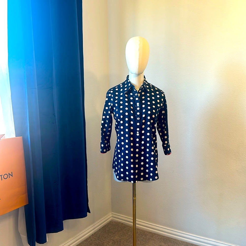 CHAPS Women’s PolkaDot Button Blouse